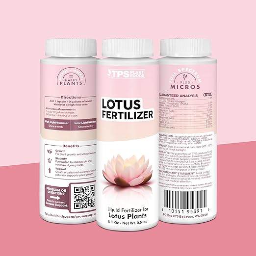 Lotus Fertilizer – Fish Safe Liquid Plant Food for Bigger Lotus Blooms & Stronger Roots 32 oz