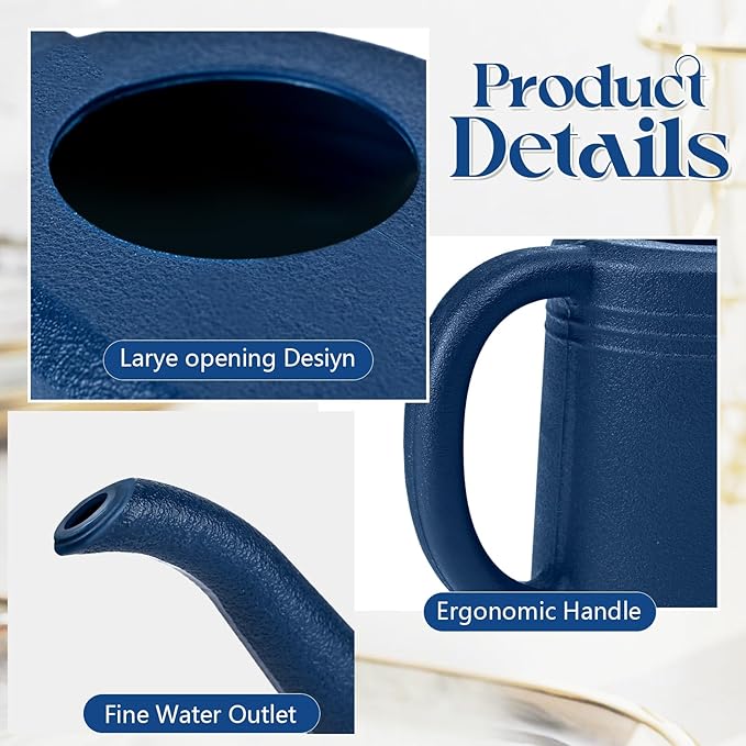 Watering Can - for Indoor and Outdoor Plant Garden - 1/4 Gallon - Navy Blue