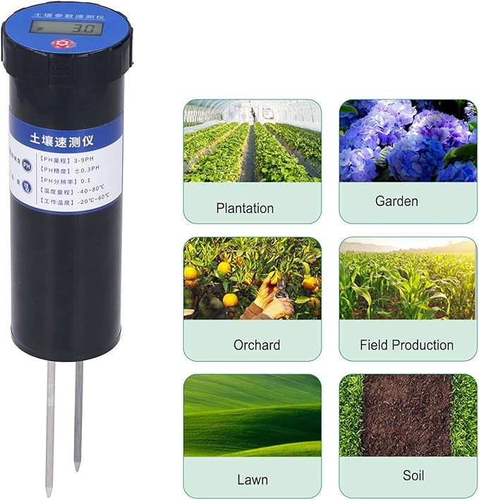 NPK Soil Tester, LCD Digital Display PH Rapid Tester Needle Probe Design Good Resistance High Measurement Accuracy for Agriculture