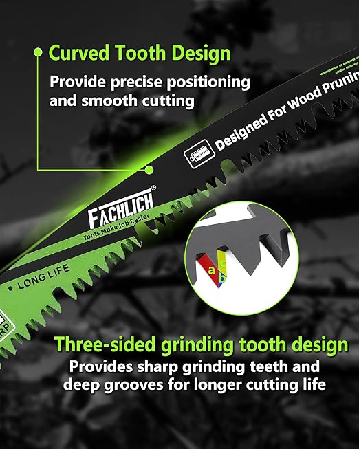 12-Inch Pruning Blades for Wood - Reciprocating Saw Blades Set, FACHLICH Arc Cutting Edge 6TPI Saw Blades for Tree Pruning, Wood Cutting(10 Pack)