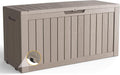 Outdoor Storage Box Waterproof with Wheels, 76 Gallon Lockable Resin Deck Box Patio Storage Bin for Pool Accessories Cushion Furniture, Garden Tools, UV-Resistant Outside Delivery Grey