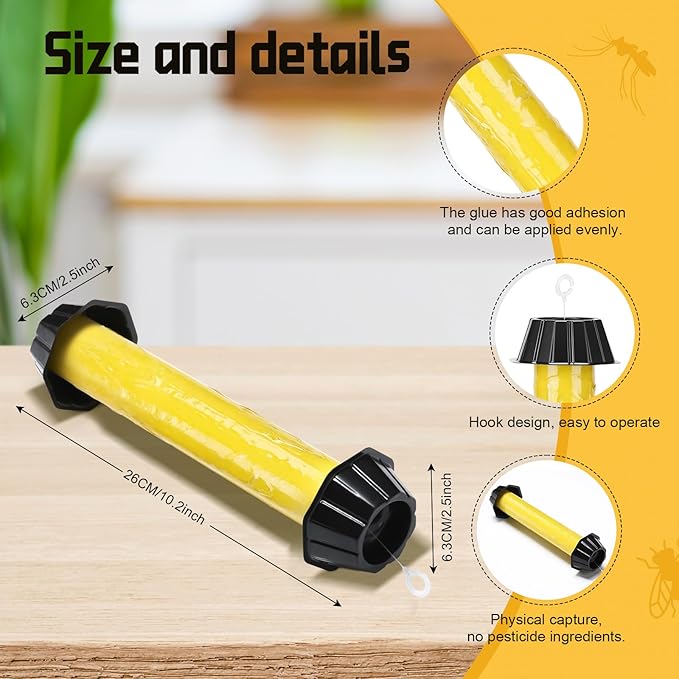 Qualirey 12 Pcs Fly Traps for Indoor Outdoor Hanging Fruit Fly Trap Sticky Mosquito for Home Insect 10 x 2.5 Inches