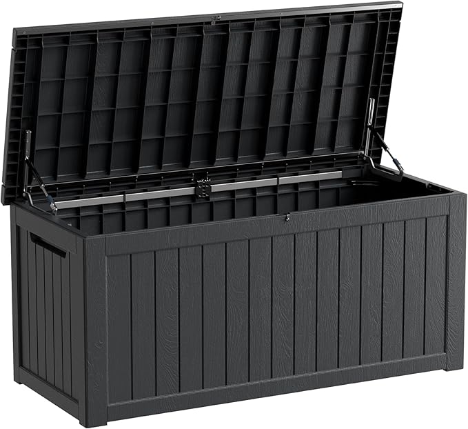270 Gallon Heavy Duty Deck Storage Box, Extra Large Storage Organizer for Patio Furniture Accessories, Garden Tools, Indoor Storage for Cushion, Matte Black