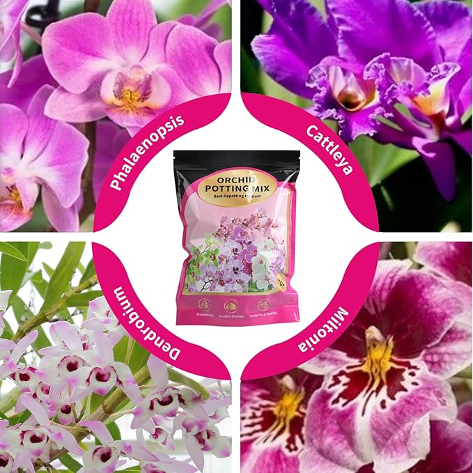 Orchid Potting Mix with Orchid Bark 10QT - New Upgraded Formula for Superior Drainage & Breathability | Premium Soil for Healthy Roots