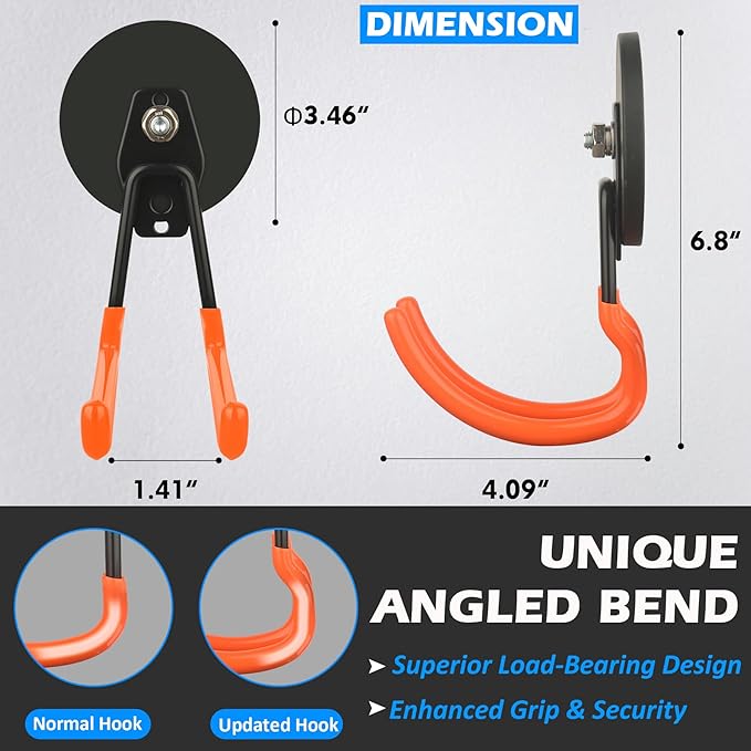 MUTUACTOR Updated Magnetic Hook Heavy Duty,40lbs 2-Pack Super Strong Magnet Garage Hook,Anti-Scratch Large Magnets Hook for Hanging Impact Drivers Trailer Cord Shovel Tool Organizer