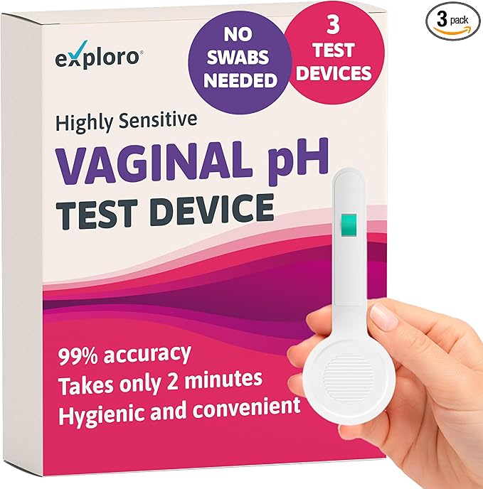 Exploro Vaginal pH Balance Devices Alternate to Vaginal pH Test Strips for Women, Eligible Vaginal Infection Test Kit Can Help Differentiate Bacterial Vaginosis BV & Yeast Infections Pack of 3.