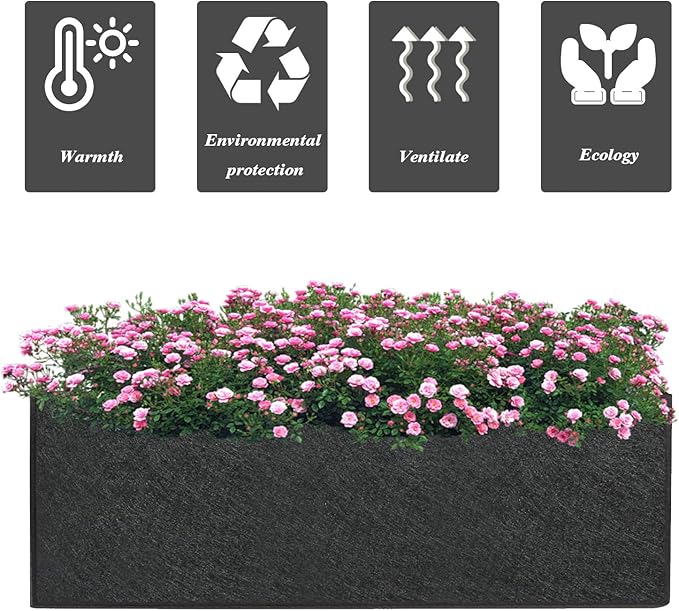 Square Grow Bags, Garden Fabric Planter Container with Handles Bed Flower Vegetables Pots 1MM Thickness Economic Colorful (Black,19.69x11.81x7.87 Rectang)