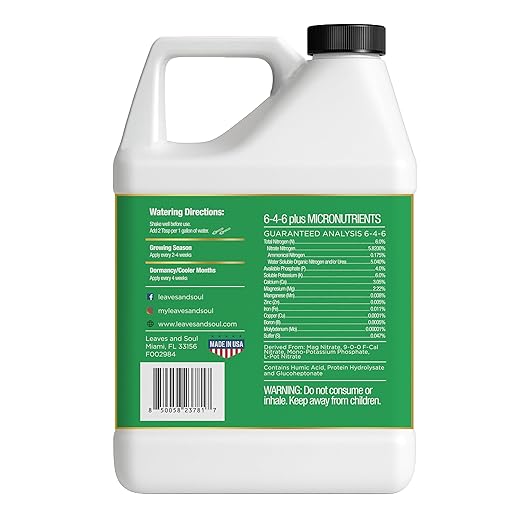 Leaves and Soul Professional Evergreen Tree Fertilizer Liquid Concentrate - 6-4-6 Blend for Evergreens, Garden Use - Liquid Plant Food for Evergreen Trees and Shrubs Outdoors - 32oz