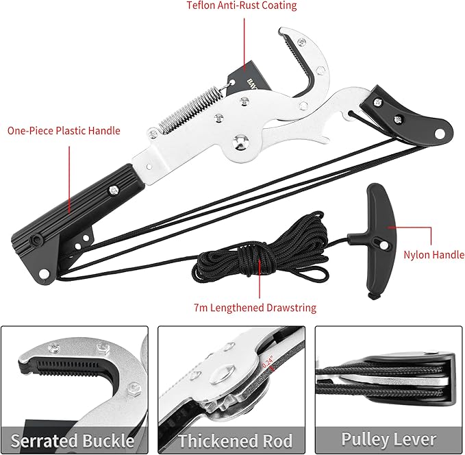 BAYTORY Extendable Tree Pruner Shears Head and Saw without Pole, High-Altitude 4 Pulleys Save Half of Your Effort, Pruning Trimmer Clipper for Plant Gardening Trimming Tool