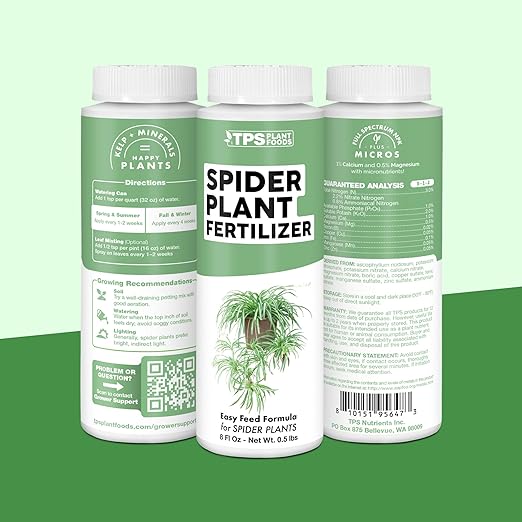 Spider Plant Fertilizer for Spider Plants, Great for Curly, Striped, and Solid Green Varieties, Liquid Fertilizer by TPS Plant Foods, 8oz (250ml)
