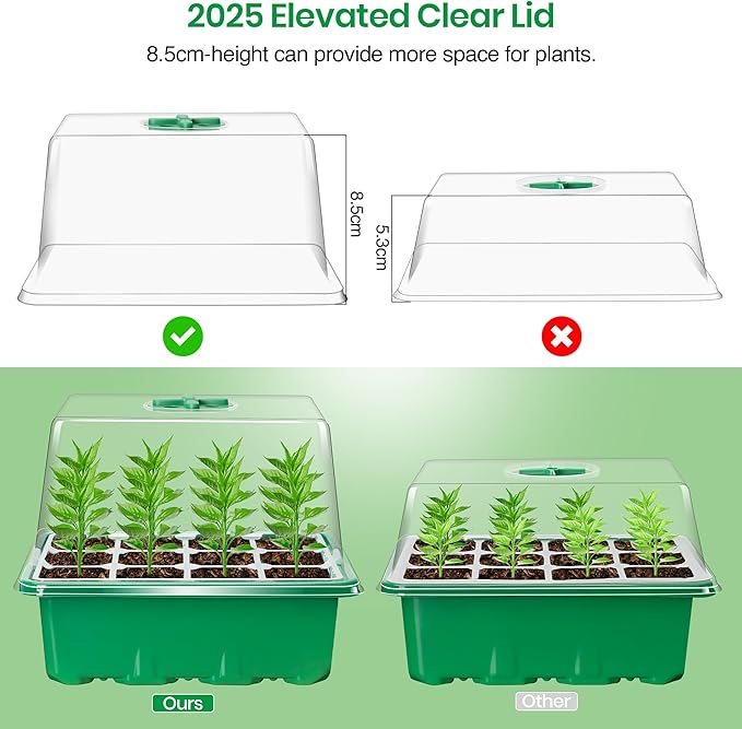 The Bundle of Bonviee 5 Packs Seed Starter Tray with Grow Light and 5 Packs Seed Starter Kit
