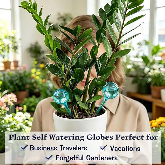 Plant Self Watering Globe, Small 6pcs Plant Watering Stakes Automatic Plant Watering Bulb System Spikes, Flower Automatic Watering Device, Garden Self Waterer for Indoor Outdoor Plant