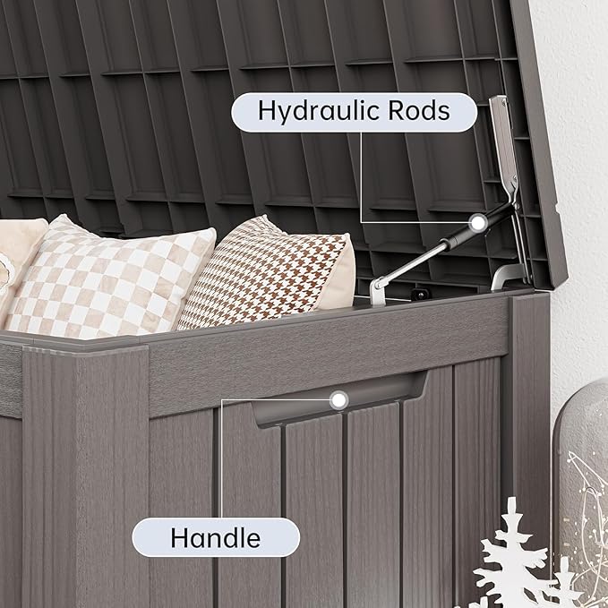 120 Gallon Outdoor Storage Box, Resin Deck Boxes Outdoor Waterproof For Patio Furniture, Garden Tools, Pool Supplies, Durable And UV Resistant, Lockable（Gray）