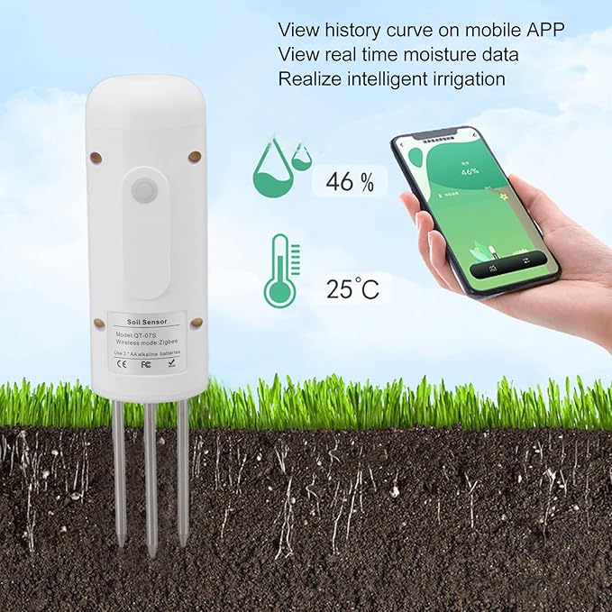 Fockety Plant Monitor Soil Test Kit,Flower Care Soil Tester for Zigbee Smart Plant Intelligent Sensor Plants Detector Bluetooth Monitor for Light Fertility Temperature