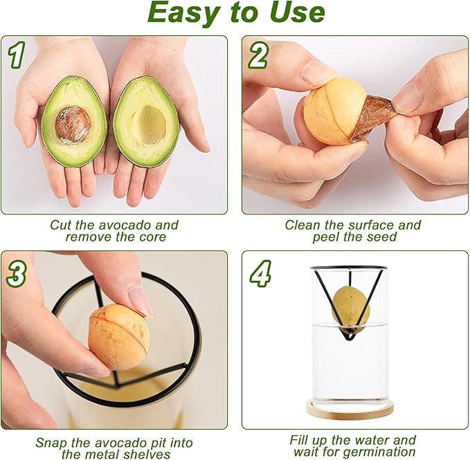 Avocado Vase for Growing - Avocado Seed Starter Vase Rack for Mason Jar of Wide-Mouth 4Pcs, Avocado Seed Holder Triangular Metal Bracket for Family Friends (3 Pcs Vase Set)