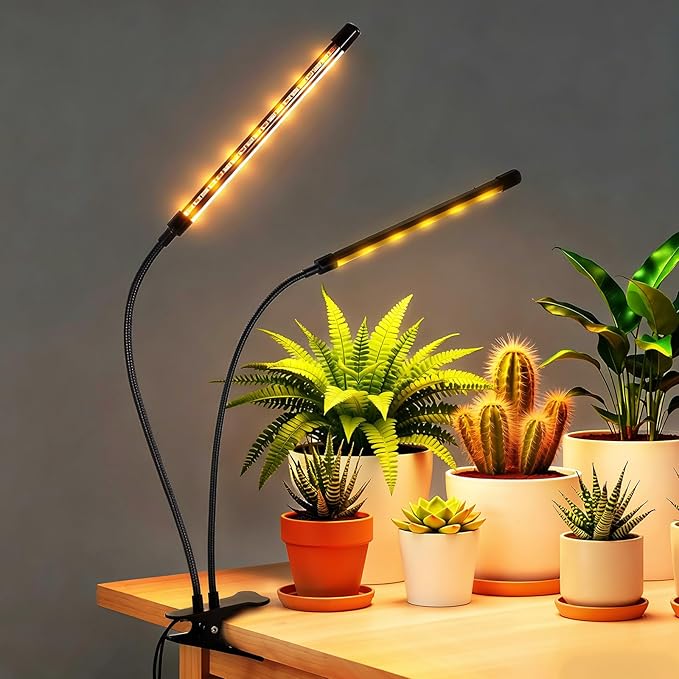 NEEWER Entry Level Version Dual Bar Grow Lights for Indoor Plants, Full Spectrum Clip Plant Growing Lamp with 80 Blue, Red, White LEDs, 3/9/12H Timer, Dimmable for Gardening Seed Starting Bonsai, N29