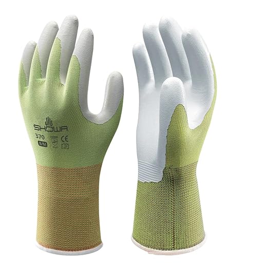 SHOWA Atlas 370 Professional Nitrile Work Gloves, Breathable High-Dexterity Precision Grip for Landscaping, Gardening & Assembly, General Purpose Gloves, Green, Medium, 1-Pair