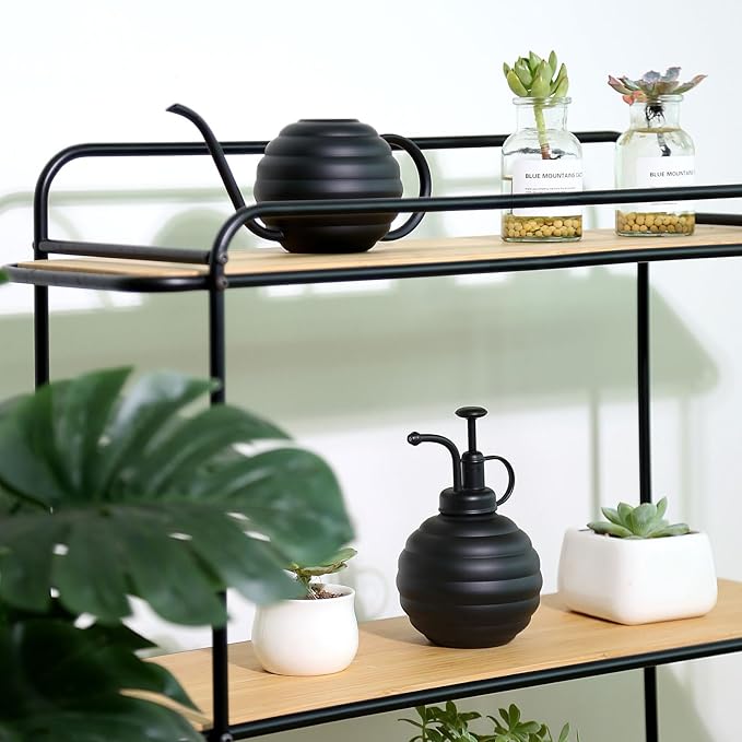 Plant Watering Bottle, 400ml/14oz, Retro Style Watering Can, Matte, Frosted (Black)