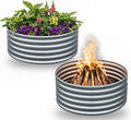 2Pcs 3X3X1.5 Ft Round Galvanized Raised Garden Bed Kit, Silver Outdoor Planter Garden Bed, Metal Raised Box for Fruits, Vegetables and Herb, Fire Pit Rings