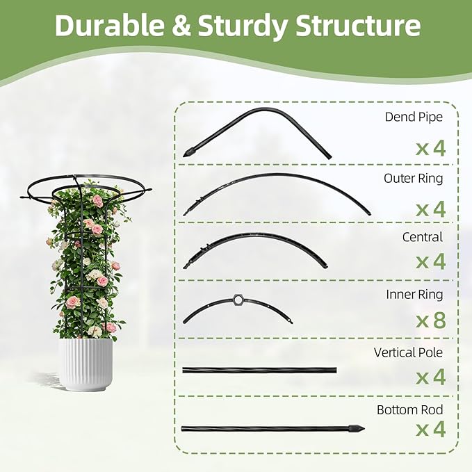 Garden Trellis for Climbing Plants Outdoor,43 Inch Umbrella Trellis for Potted Plants,Plant Trellis Support for Potted Plants Climbing Vine Rose Clematis Vegetable Trellis