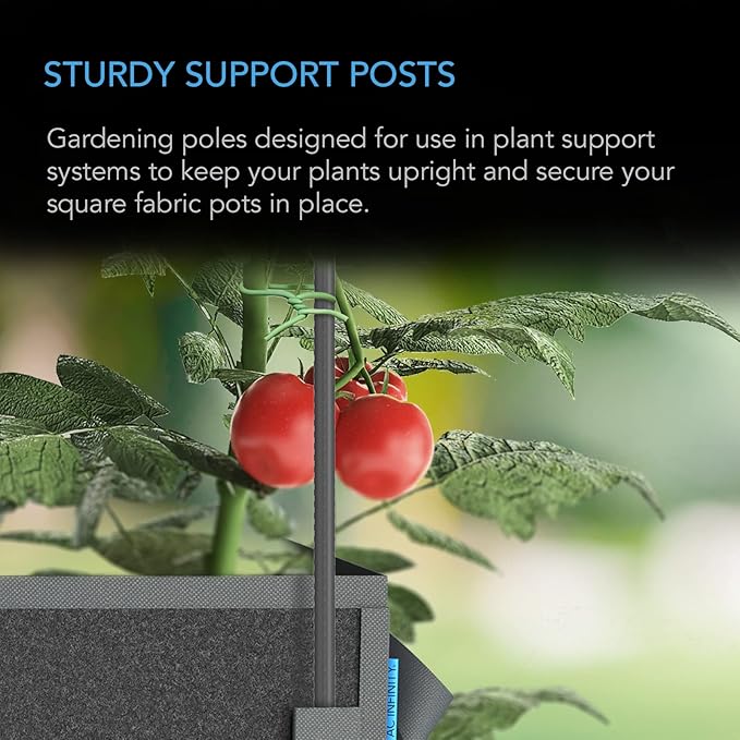 AC Infinity Garden Plant Stakes 60", Sturdy Metal Support Sticks with Protective Plastic Coating, 25-Pack for Tomatoes, Trees, and Vines in Gardening Hydroponics