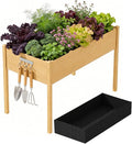 Acenova Raised Garden Bed Outdoor, 48 x 24 x 30 Inch Elevated Wooden Garden Bed with Legs and Liner, Raised Beds for Gardening with Grow Bag and Tool Hook, Planter Box for Patio Backyard Balcony