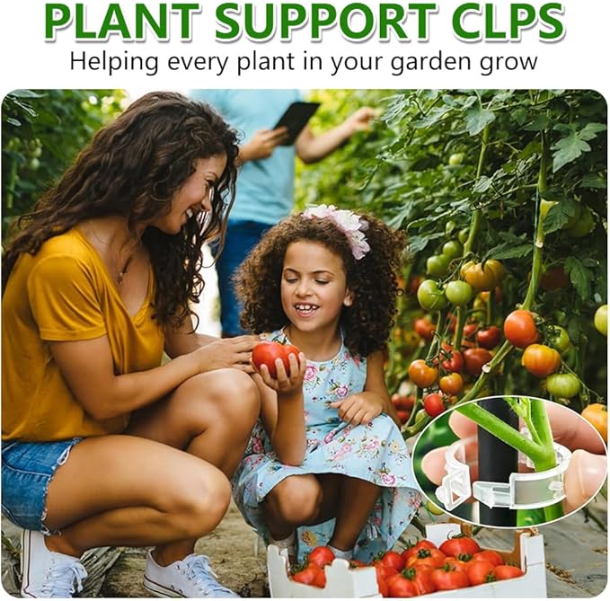 Plant Support Clips, Plastic Garden Fixing Clips for Climbing Plants Tomato Grape Vines, Greenhouse Garden Clips to Keep Plants Upright & Healthy (200, Green)