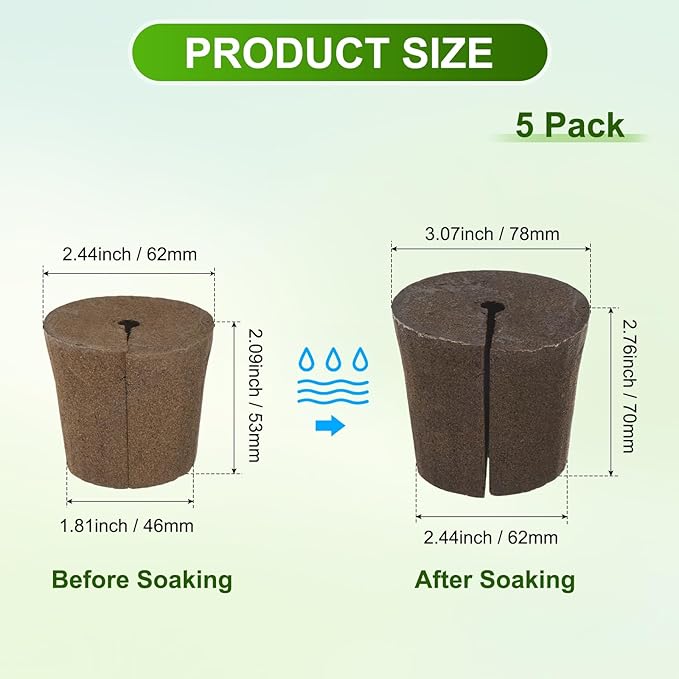 M METERXITY 5-Pack Grow Sponges, 3.1x2.4x2.8 Inch Replacement Root Growth Sponges Seed Pods for Plant Rooting/Seed Germination/Hydroponic Gardens System Supplies, Starter Plug for Seeds