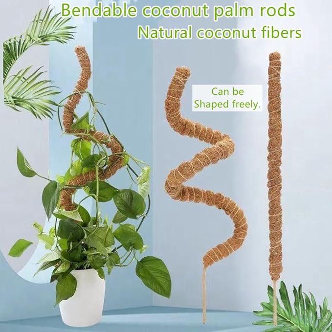 Moss Pole,2 Pack 27 Inch Monstera Plant Support, Upgraded 7mm Aluminum core Moss Poles for Climbing Indoor Plants DIY, Coco Coir Plant Pole Moss Plant Stick Support Stake Kit for Potted Plants Pothos