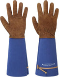 HLDD HANDLANDY Long Gardening Gloves for Women Men - Leather Rose Pruning Gloves Thorn Proof - Breathable Working Glove
