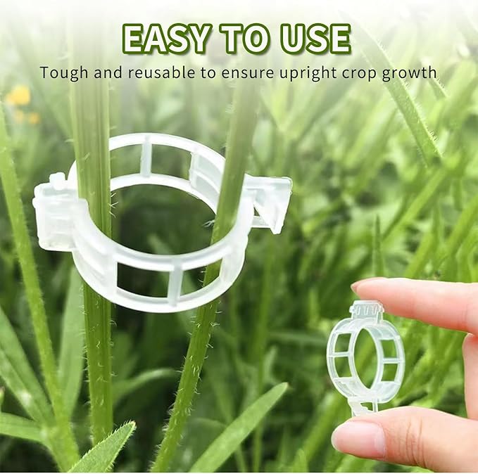200 Pack Secured Plastic Plant Clips, 2024 Combinable Plant Support Clips, Plastic Trellis Clips for Climbing Plants, Vine Vegetables Fixing Clips, Plant Clips for Tomato Trellis & Peony Cages