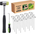 100pcs Landscape Fabric Pins, Heavy Duty Galvanized Landscape Staples Weed Barrier Stakes Lawn Staples with Staples Remover Mallet Yard Stakes Staples for Lawn Edging Ground Cover Outdoor Gardening