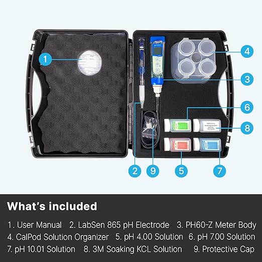 Apera Instruments PH60Z-HT Smart Handheld pH Meter Tester Kit with LabSen 865 pH/Temp. Electrode for Lab-Grade pH Measurement in High Temperature and/or Corrosive Water Solutions