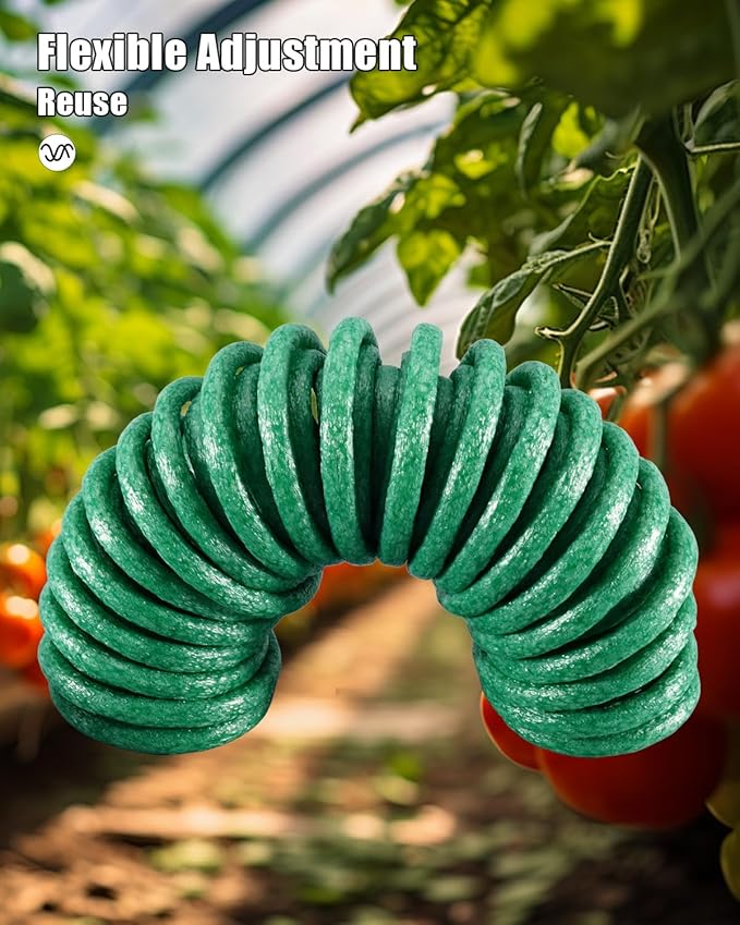 32Ft Soft Garden Plant Ties, Flexible Foam Wire for Securing Climbing Vines, Vegetables, Flowers, Adjustable Reusable Indoor and Outdoor Gardening, Green, 2Pcs