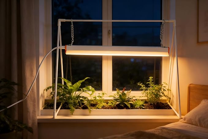 Grow Light Stand, 10W Grow Light kit for Indoor Plants, 2ft Plant Grow Rack, Full Spectrum, Enhanced red Light Good for Flowering, Height Adjustable, Iron Bracket, on and Off Switch