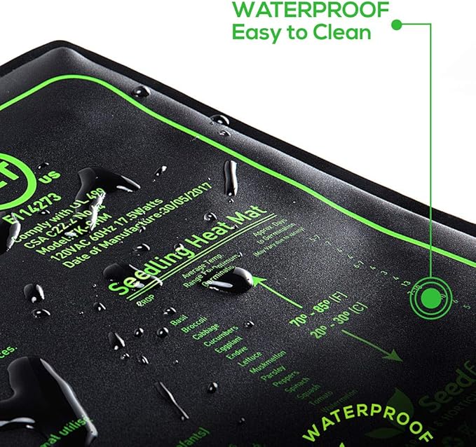 Seedfactor MET Certified Seedling Heat Mat with 50℉~108℉ Digital Thermostat Controller for Seed Germination (10" x 20")