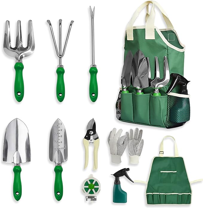 GardenHOME 11-Piece Gardening Tool Set – Garden Kit with Tote Bag, Apron & Accessories, Perfect Gardening Gifts for Women, Moms, and Beginners