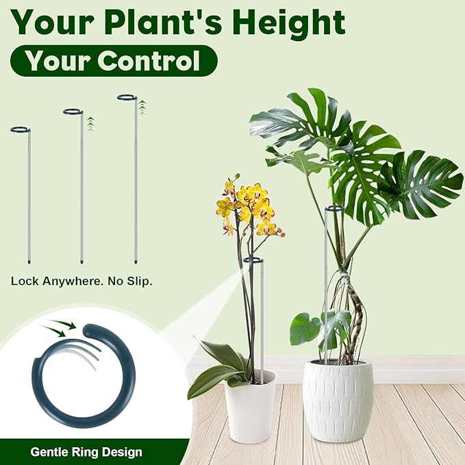 Extendable Monstera Plant Support Stakes, Made of Aluminum Alloy, Tomato Stakes Length Adjust from 17.3" to 32.2", Suitable for Indoor Outdoor Potted Amaryllis Vegetables-7Pack (32.2inches-7Pack)