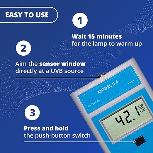 Solarmeter Model 9.4 Visible Blue Light Meter, Handheld Digital Radiometer and Light Bulb Tester for Measuring Blue Light for Aquarium Lamps, Acne & Bilirubin Phototherapy, 0-199.9 mW/cm²