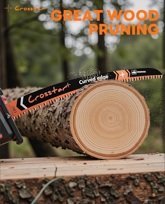 Crosstar 12 Inch Japanese Teeth Arc Edge Reciprocating Saw Blades - 6TPI Wood Pruning Blades for Tree Trimming, Branch Cutting, 5-Pack