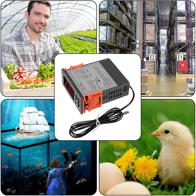 Digital LCD Temperature Controller 10A DC 24V Thermostat STC-1000 1m NTC Sensor Thermostat Regulator Heater Cooler 2 Relay Output(24V)