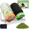 Seed Sprouting Jar Kit with Mung Beans 2.9oz, 2 Large Wide Mouth Mason Jars with Sprouting Lids, Blackout Sleeves, Drain Tray, Sprouts Growing Kit for Growing Bean, Alfalfa, Radish Sprout Seeds
