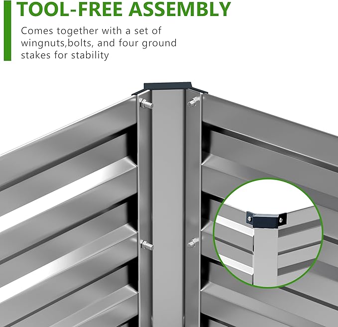 2PCS 10x3x1ft Galvanized Raised Garden Bed Kit, Galvanized Planter Raised Garden Boxes Outdoor, Large Metal Raised Garden Beds for Vegetables,Silver