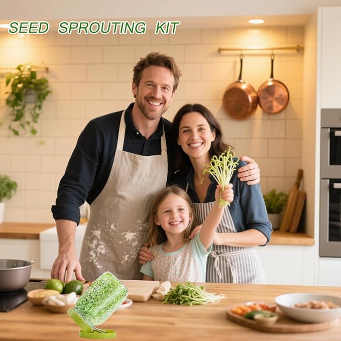 Sprouting Jar Sprouting Kit Sprouts Growing Kit with Mason Jar, Stainless Sprout Lids, Blackout Sleeves, Drain Tray Seed Sprouter Set for Bean, Broccoli, Alfalfa