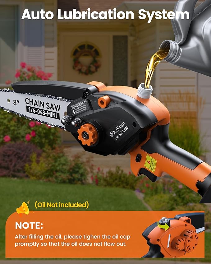Electric Mini Chainsaw for Pruning Small Trees, Brushless 8 inch & 6 inch Portable Hand Saw with 2 Rechargeable Batteries, 1000W Handheld Chain Saw for Wood Cutting, Gardening Gifts for Father’s Day
