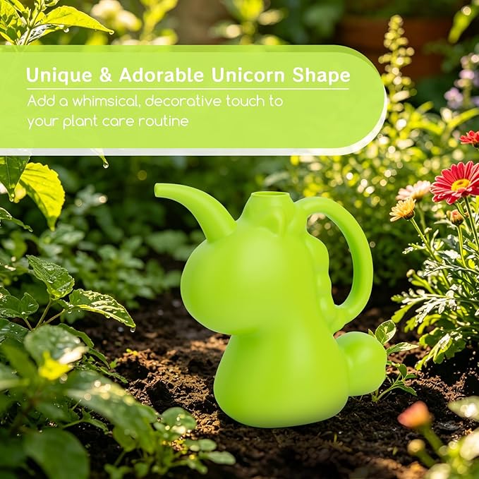 XXXFLOWER Unicorns Indoor Watering Can, 1 L Cute Animal Water Cans, Novelty Unicorns Shape Watering Pot for Office House Indoor Garden（Green）
