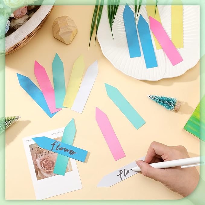 Geetery 2000 Pcs Plastic Plant Labels 4'' Garden Plant Markers Nursery Name Tags Waterproof Pot Label Stakes Planting Sticks for Seeds Summer Outdoor Indoor Garden Flowers(Mix Color)