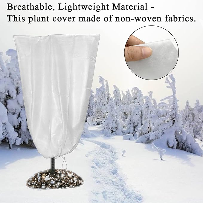 SKARUMMER Winter Plant Covers Freeze Protection 23.6x31.5 Inch Garden Frost Tree Blanket Shrub Covers with Drawstring for Cold Weather Frost Protection Sun Protection (5 Pack)