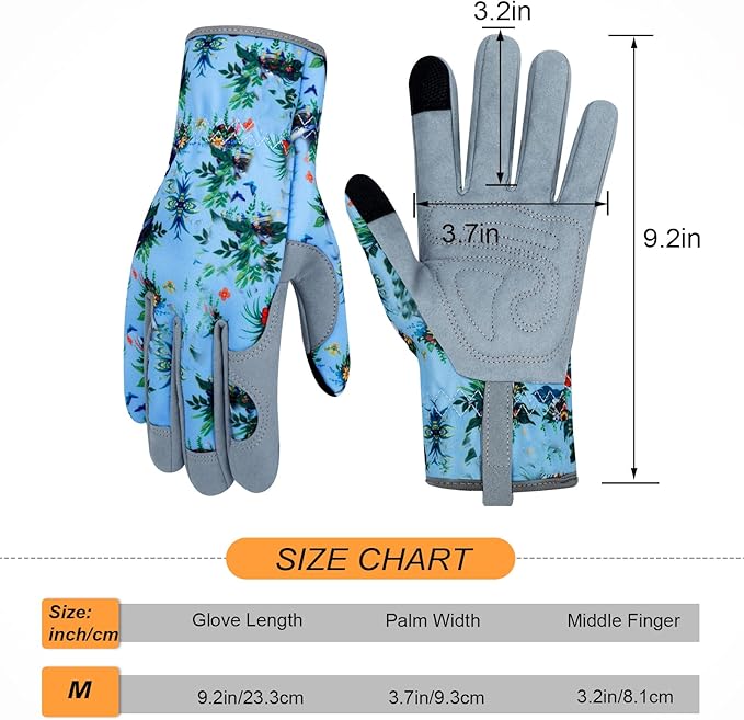 Leather Gardening Gloves for Women Thorn Proof Garden Gloves Touch Screen Working Gloves Gifts,M