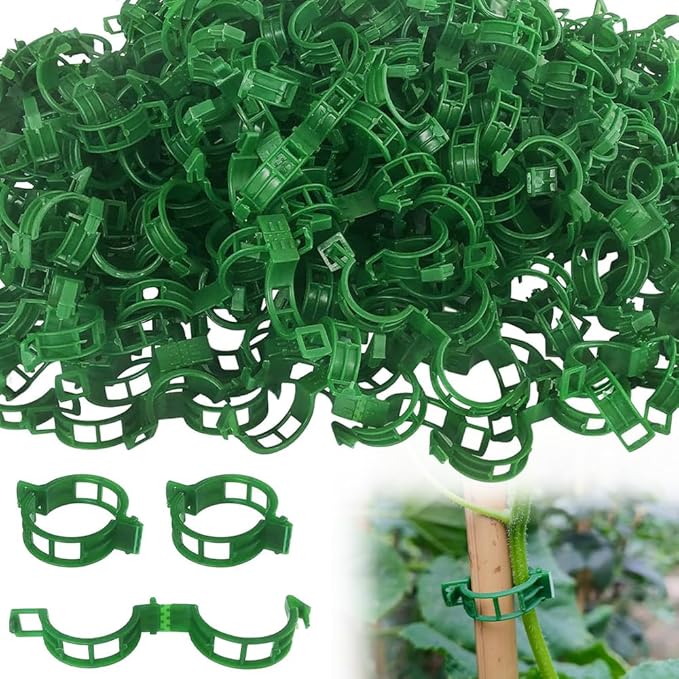 Secured Plastic Plant Clip, 2026 New Reusable Plant Support Clips Plastic Clips Tomato Clips for Securing Plants for Climbing Plants, Vegetable Stems (100, Green)